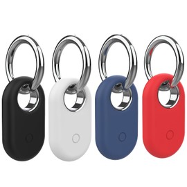 Bonsture Compatible with Smart tag 2 case, Silicone with SmartTag2 Keychain Full Body Shockproof, Anti-Scratch for Backpacks, Car Keys,Luggage, Valuables (BLACK,WHITE,RED,BLUE)