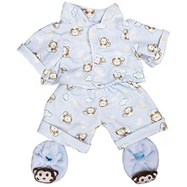 Blue Monkey Pajamas w/Slippers Teddy Bear Clothes Fits Most 8"-10" Build-A-Bear Buddies & Make Your Own Stuffed Animals