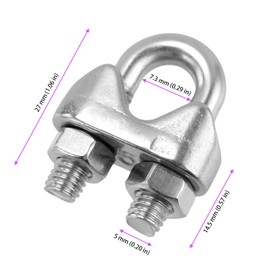 NGOSUET Pack of 30 rope clamps M5, wire rope clamp M5, rope clamps 5 mm stainless steel, bow rope clamp for wire ropes, cables and rope attachments