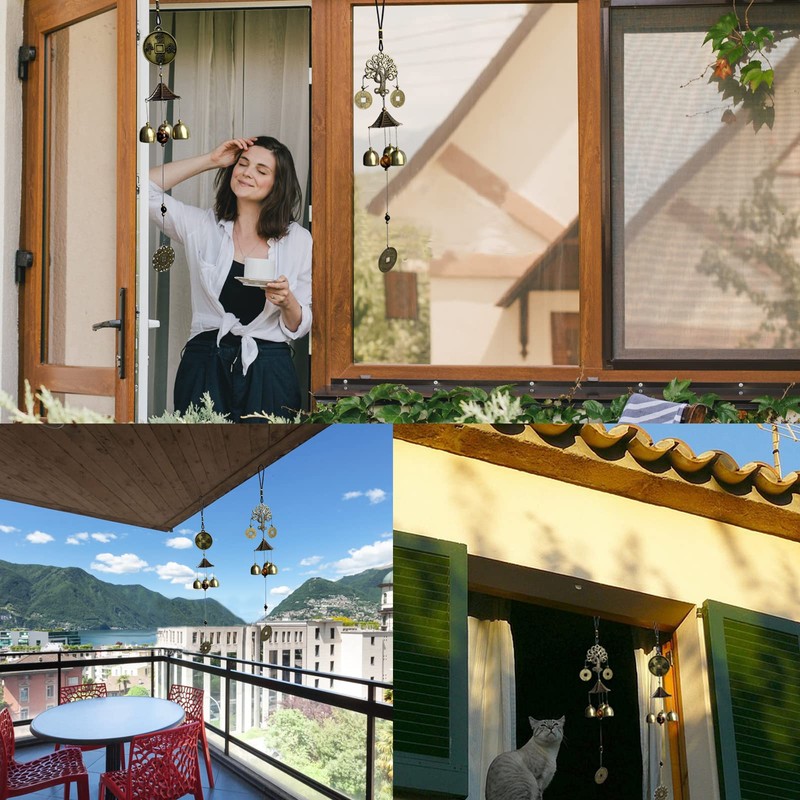 Fayemint 2 Pieces Wind Chime Bells Copper Fengshui Bell Wind