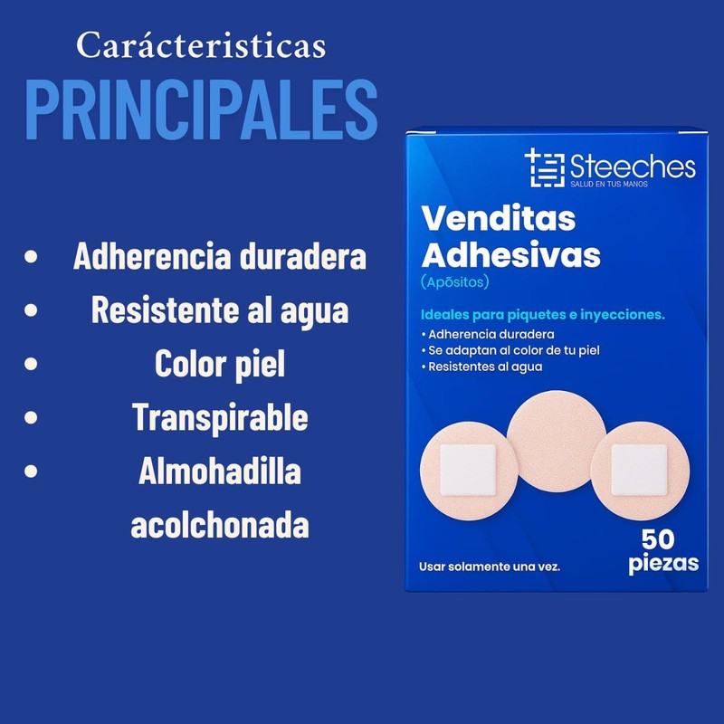 Steeches Venditas Adhesivas Resistentes al Agua Redondas- Protección contra Suciedad