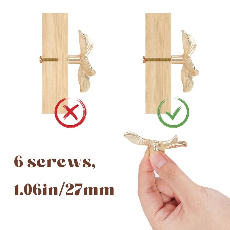 CREATCABIN 6 Sets Gold Flower Drawer Knobs Cabinet Knobs Dresser