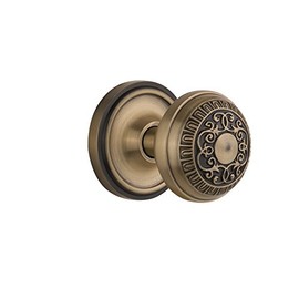 Nostalgic Warehouse Classic Rosette with Egg and Dart Double Dummy Knob, Antique Brass