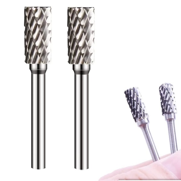 YDOUCM 2 Pcs Tungsten Carbide Burr Cylindrical File Double Cut Rotary Burrs File Grinding Burr Cutter Bits Ratory Tool for Grinder Drill and Straight Edge Etraight Edge Tool Knife Edge Bit, 49 * 6MM