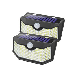 HMCITY 120 LED Outdoor Solar Lights with Motion Sensor and 3 Lighting Modes, IP65 Waterproof Wide Solar Wall Lights Ideal for Garden Patio Yard(2 Pack)