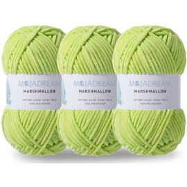 MOJADREAM - 3 hilos de felpilla de 3.5 onzas para mantas Amigurumi: manta de terciopelo suave para bebé para tejer y ganchillo, hilo voluminoso 5# 3 madejas de 100 g (brillo verde)