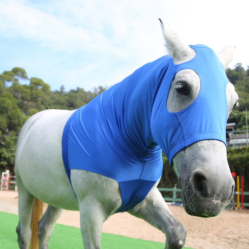 Horse Stretchy Head Hood with Zipper Full Face Neck Cover