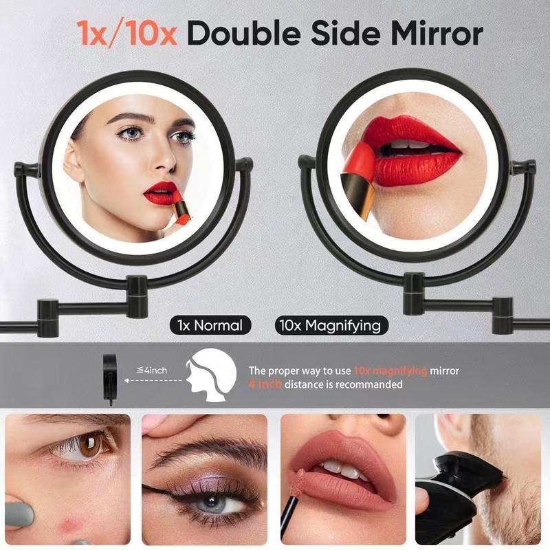 GURUN 8.5" Plug-in Magnifying Makeup Mirror with 3 Tones LED