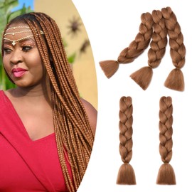 Gairyan Jumbo Braiding Hair Extensions 24 inch 5PCS 500g Ombre Jumbo Braids Hair Extensions Synthetic Coloured Hair for Braiding Extensions Afro Box Braids Crochet Twist (Light Auburn)