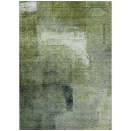 HomeRoots 5' X 8' Artichoke Green and Sage Abstract Washable Indoor Outdoor Area Rug