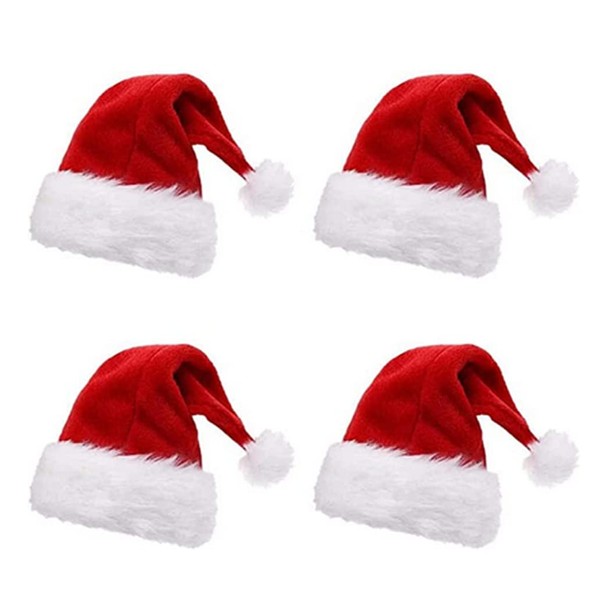 YKKJ Pack of 4 Classic Christmas Hats, Christmas Hat, for Party, New Year, Christmas Day, Christmas Party