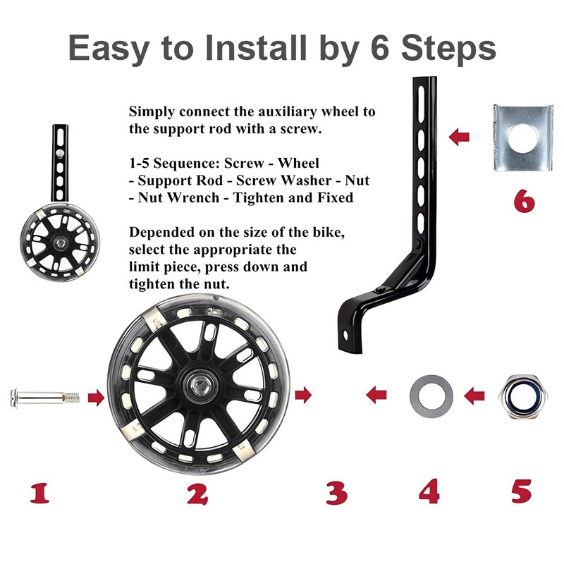 Bike Training Wheels, Flash Mute Wheel, Bicycle Stabiliser Mounted Kit,