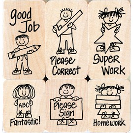 Hero Arts LL504 Woodblock Stamps, Hero Kids for Teachers
