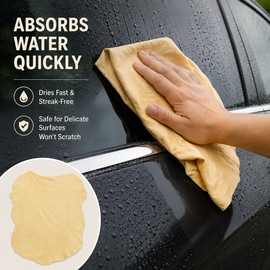 Natural Chamois Leather Drying Cloth for Car Care – 40 × 70 cm Absorbent Cleaning Towel for Auto, Glass & Home