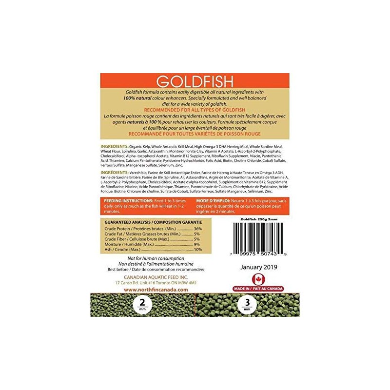 Northfin Goldfish Formula, 3 mm Sinking Pellets, 100 g