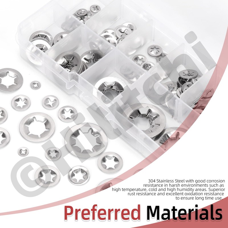 Hilitchi 211Pcs 9 Sizes Internal Tooth Star Lock Washers Assortment