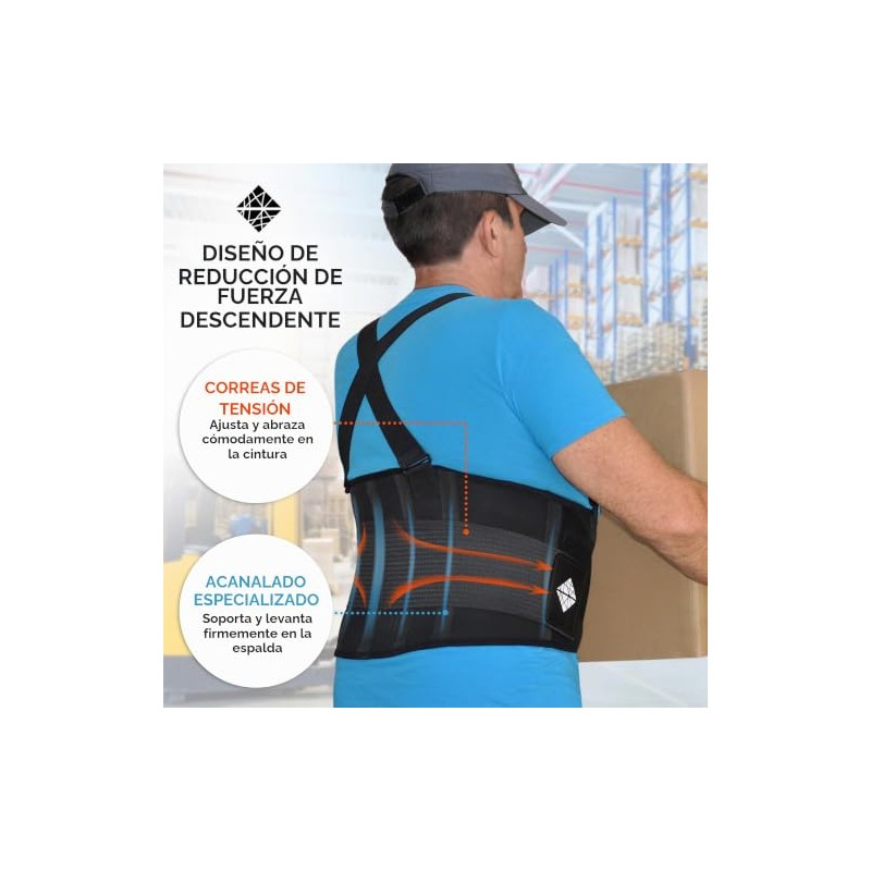 Soporte Lumbar con Tirantes/Soporte Ajustable para la Espalda de Trabajo