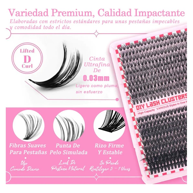 Kit De Extensiones De Pestanas 720pcs C/pegamento Capacidad