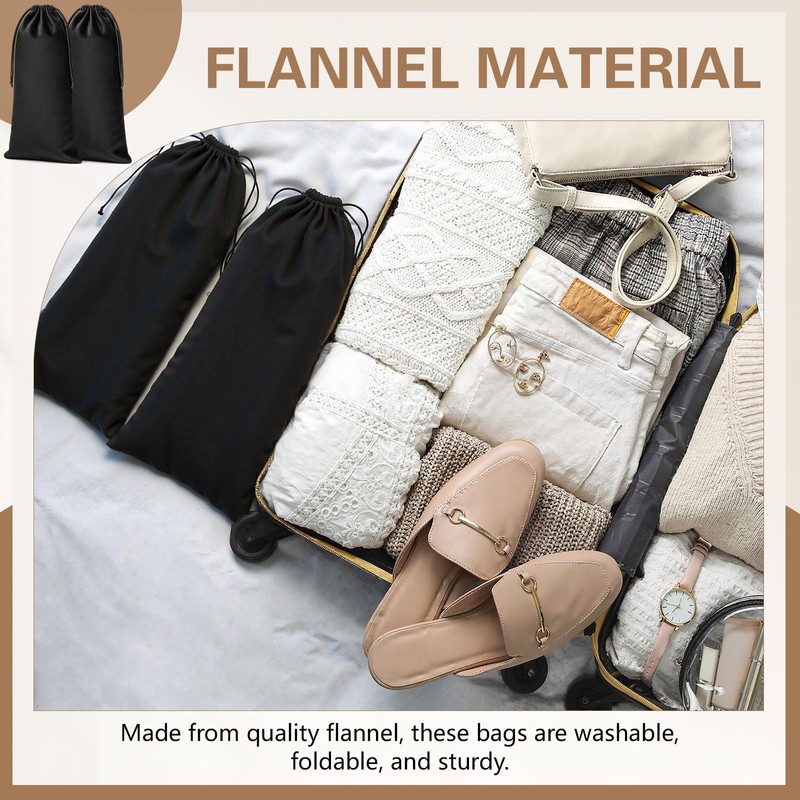 Amylove 4 Pcs Flannel Cloth Shoe Bags for Travel, 8