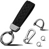 Genuine Leather Car Keychain with 2 Key Rings,Car Fob Key