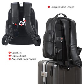 TIDING Genuine Leather Backpack for Men 15.6" Laptop Computer Bag Travel Camping Rucksack Daypacks