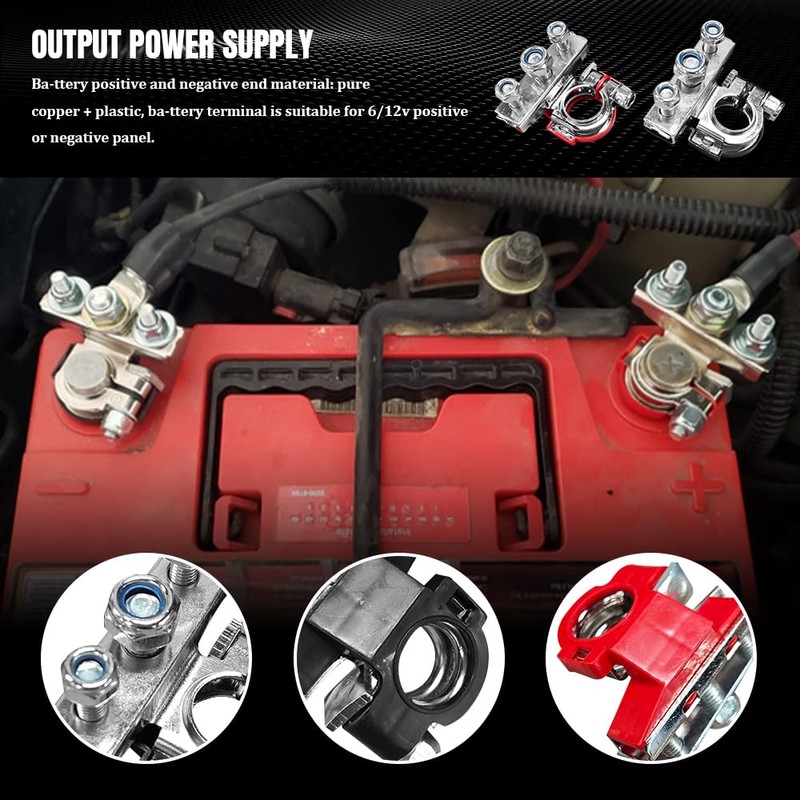 2PCS Battery Terminal Connectors, Battery Cable Terminal End, Universal 12V