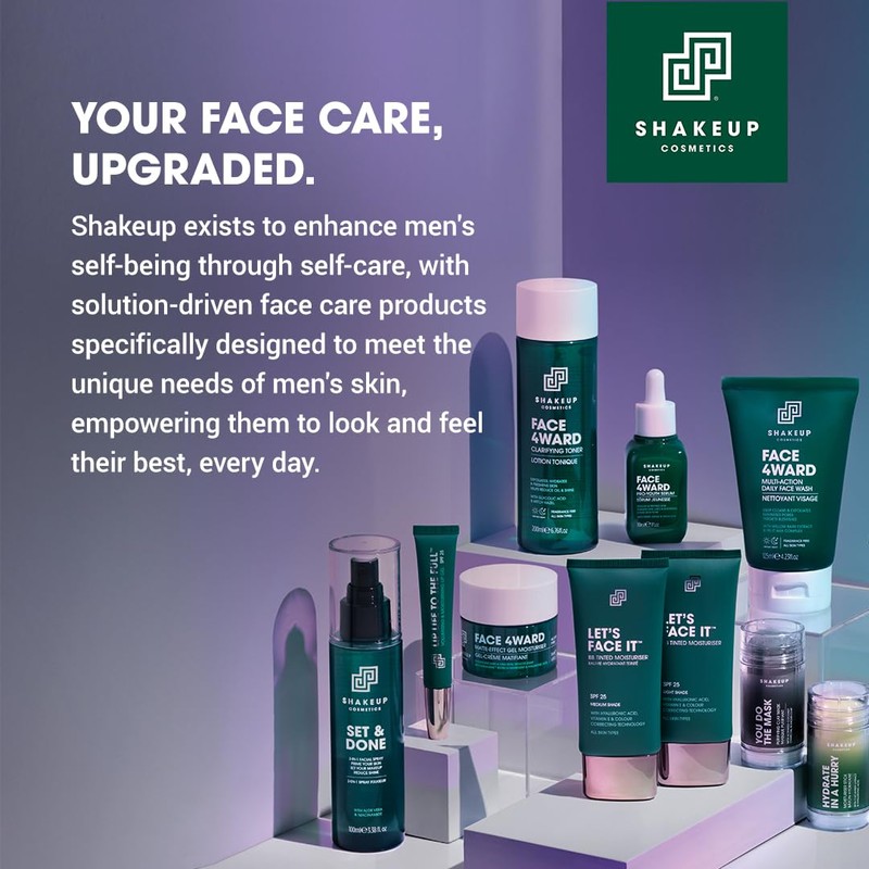Shakeup Cosmetics Men's Face Moisturiser, Matte-Effect Oil-Control Gel, 50ml, Lightweight