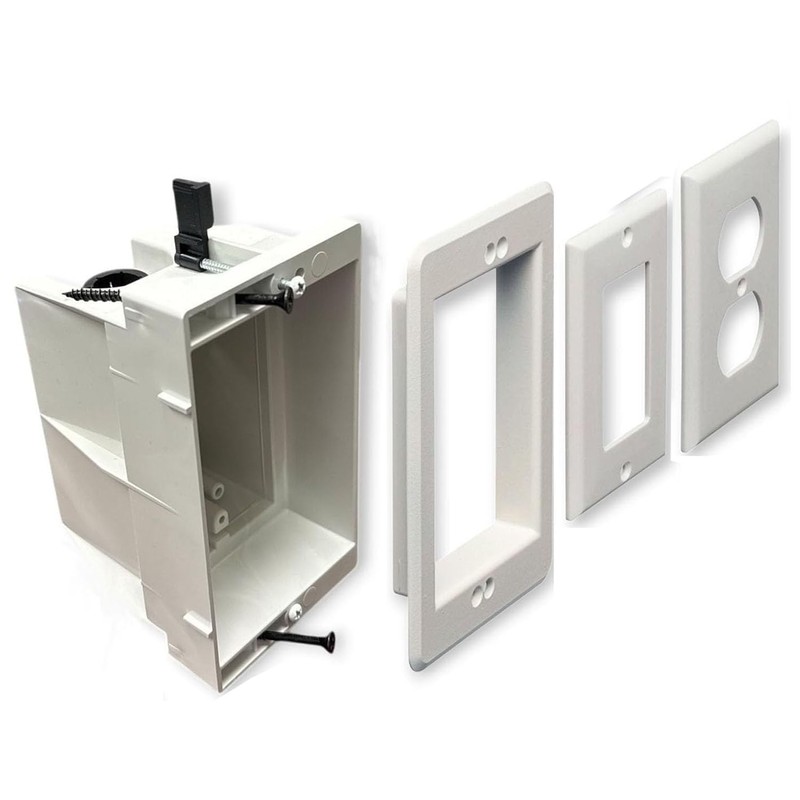iMBAPrice IMBA-DVFR1W-1 (1-Gang) Recessed Electrical/Outlet Mounting Box w/Paintable Wall Plate