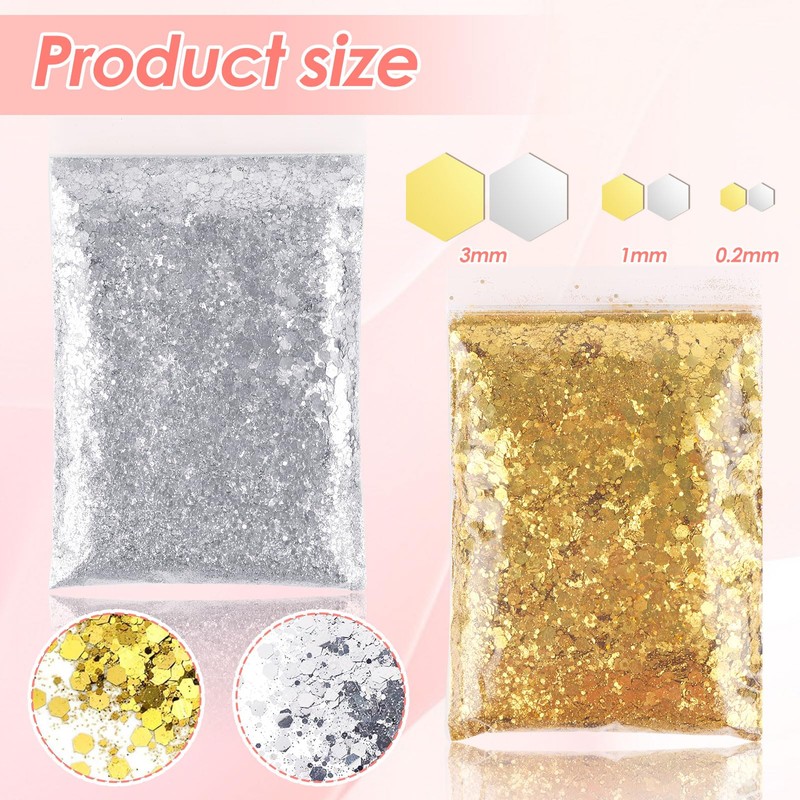 100 g Glitter for Crafts, Glitter Powder Glitter Crafts, Gold