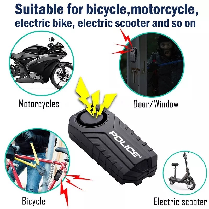 POLICE Bike Alarm with Remote Motorcycle Scooter Anti Theft Security