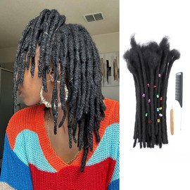 Coriario 12 Inch Natural Locs Extensions Human Hair 30 Strands 0.6cm Dreadlock Extensions Human Hair Dread Locks for Men/Women/Kids