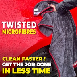 Towelogy X009 Microfibre Extra Large Car Drying Towel 60x100cm with Twisted Piles Rapid Drying - XXL Auto Towel Lint Free & Absorbent (1, XXL (60x100cm))