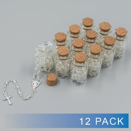 Baptism Favor (12PCS) Holy Communion Rosary in Glass Bottle Jar Recuerdos De Bautizo Quinceanera Christening Recuerdos para Primera Comunion Niña Quinceanera/Gift for Guests