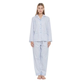 amaxer Women's 100% Cotton Pajama Set Long Sleeve Soft Button up Pijamas Sleepwear Elastic Drawstring PJs for Women-XL