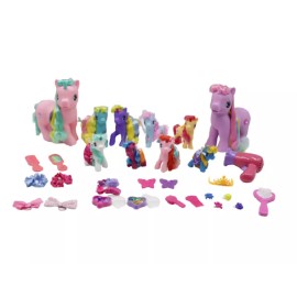 WONDER PONYLAND DELUXE UNICORN PLAYSET 48 PCS PONY PINK PURPLE *DISTRESSED PKG