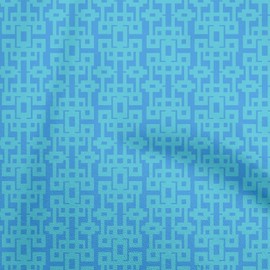 oneOone Cotton Poplin Twill Turquoise Blue Fabric Geometric Dress Material Fabric Print Fabric by The Yard 56 Inch Wide