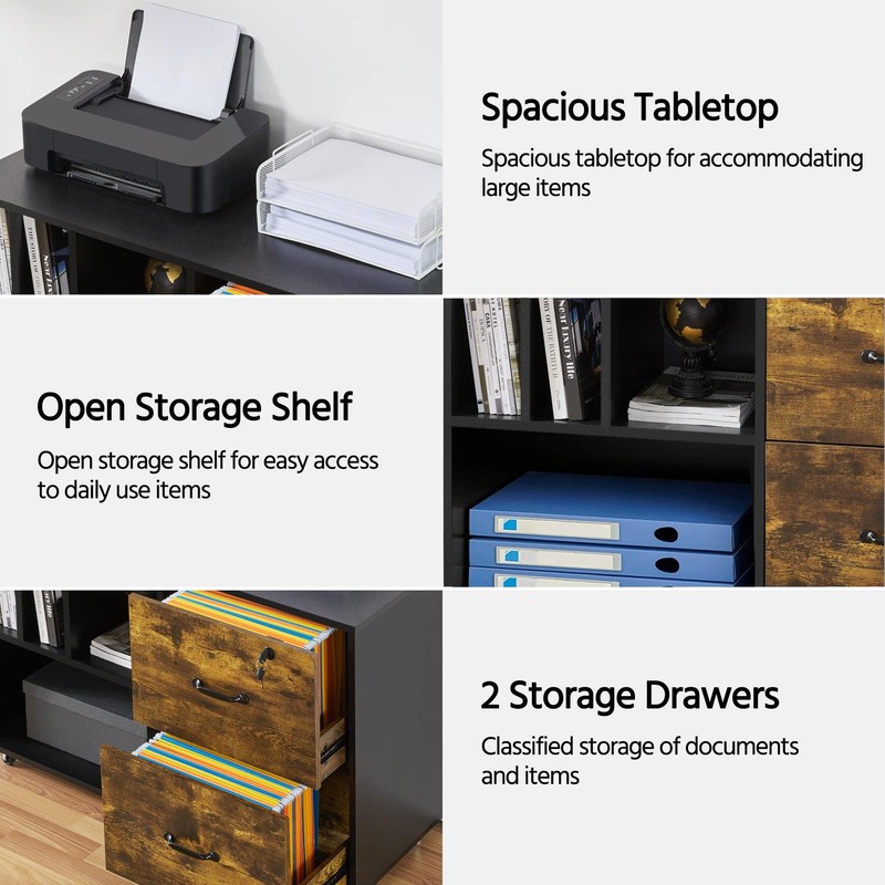 Yaheetech File Cabinets Large Rolling Filing Cabinet Printer Stand on