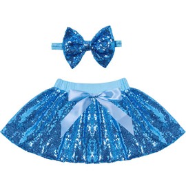 Cilucu - Faldas de lentejuelas brillantes para fiestas de cumpleaños para niñas, minifaldas de princesa, Azul Aqua, 5 Años