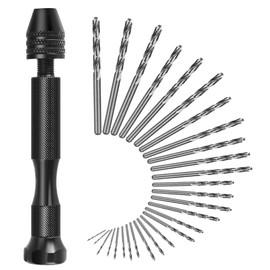 Hand Drill Bit Set, 25 Pieces Micro Mini Twist Drill Bit Set (0.5-3 mm) with 1 Piece Hand Drill Tools, Mini Drill Pin Vise Hand Drill, for Hand Drill, Metal, Wood, Jewellery, Model Making, DIY Drillin