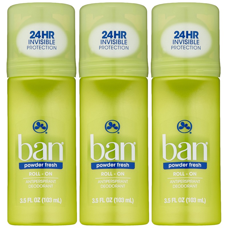 Ban Roll-On Antiperspirant Deodorant, Powder Fresh, 3.5-Ounce (Pack of 3)