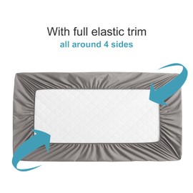 NTBAY 2 Pack Waterproof Mini Crib Mattress Protector, Quilted 24"x38" Fitted Mattress Cover - Machine Washable - Soft and Breathable Baby Mattress Pad Sheet for Mini Crib and Baby Playards, Smoke Grey