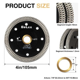 GsLxx 4 inch Diamond Tiles Saw Blades 4" Dry Wet Cutter Angle Grinder Diamond Blades for Porcelain Tiles Ceramic Marble Granite （105mm 10PCS）