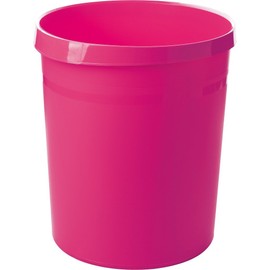 HAN Trend Colour Grip Waste Paper Bin 18 Litres with 2 Recessed Handles Sturdy Round Pink