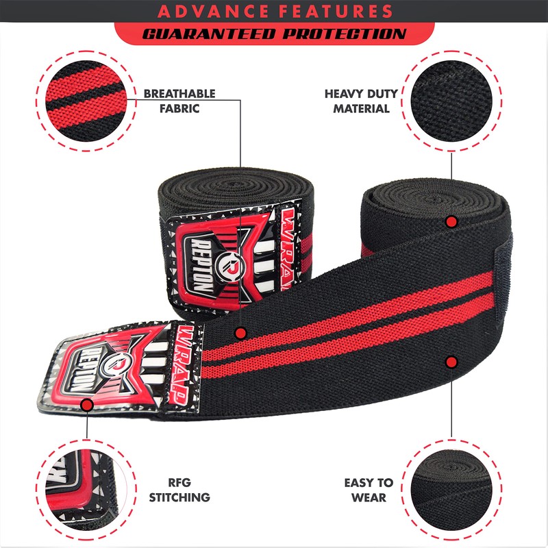 Repton Knee Wraps Pair Weightlifting | Elasticated Knee Straps for