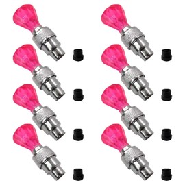 8 Pack Bike Bicycle Car Valve Stem Cap LED Light, Water Resistant Motorcycle Wheel Tire Light Lamp (Gem Shape, Pink)