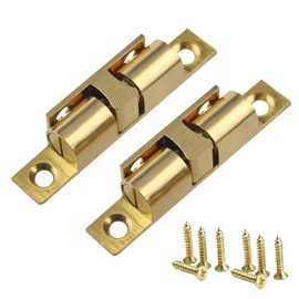 UPEYXDQR Double Ball Tension Roller Catch Latch, 2"/ 70mm Solid Brass Hardware Fitting with Screws for Cabinet, Closet & Furniture Door 2 Pcs