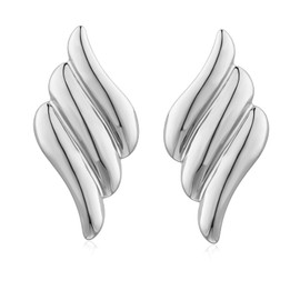 COORWEEL Large Silver Chunky Geometric Stud Earrings for Women Trendy Vintage Statement Oversized Studs