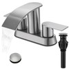 Waterfall Bathroom Sink Faucet 4 Inch Brushed Nickel Faucet Bathroom