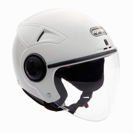 MMG Helmets Open Face Pilot Style Integrated Flip Up Visor DOT - Model 28 (White, Large)