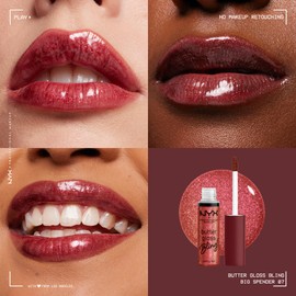 NYX PROFESSIONAL MAKEUP, Butter Gloss Bling Lip Gloss, Non- Sticky Lip Gloss, High Shine, Universally Flattering, 8 mL - Big $pender (Shimmery Pink Red)